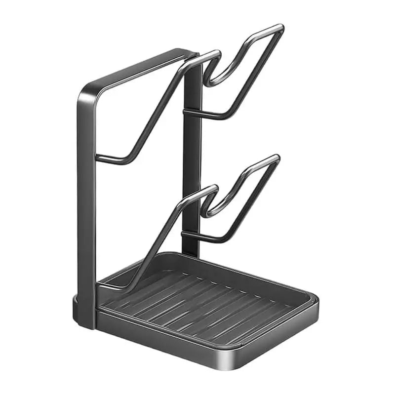 Kitchen Lid Storage Rack with Tray - Pot Lid Holder & Spoon Rest