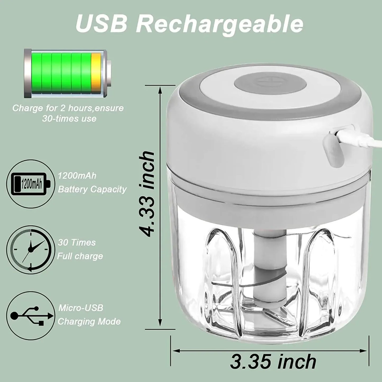 Electric Meat Mincer Vegetable Chopper - Multi-Function Garlic Cutter