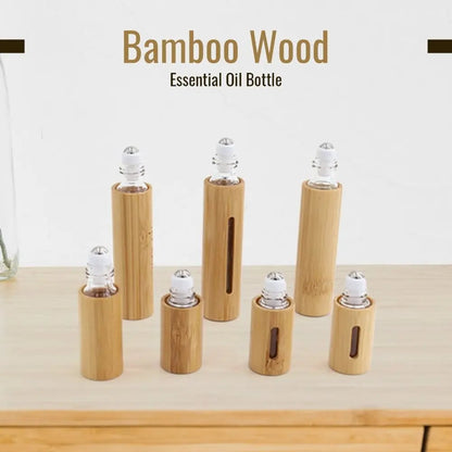 Bamboo Wood Roller Ball Bottles - Essential Oil Sample Vials 10ml