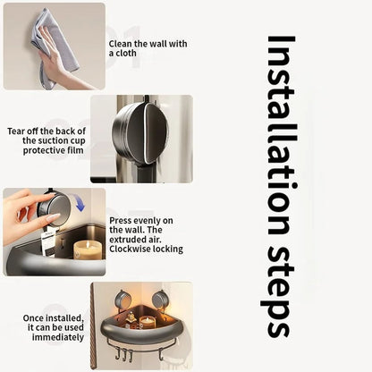 Suction Cup Corner Shelf Triangle Wall Mount Bathroom Organizer