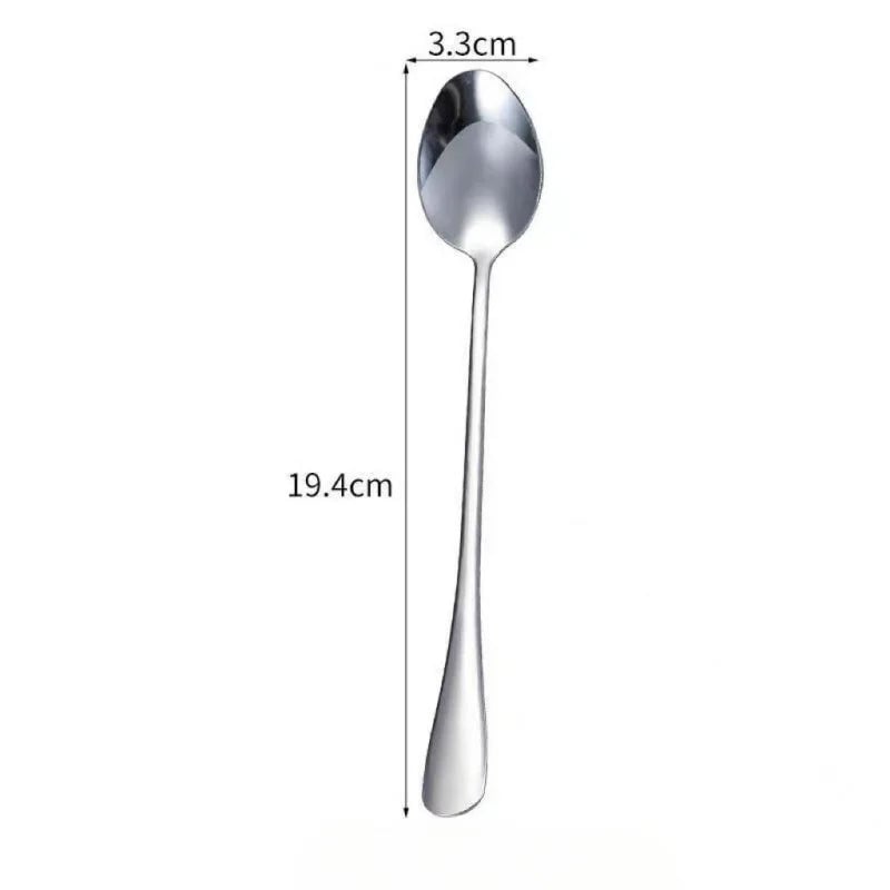 6Pcs Stainless Steel Long Handle Coffee Spoons Set - Ice & Mixing
