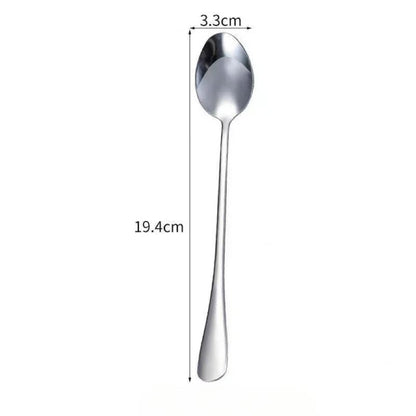 6Pcs Stainless Steel Long Handle Coffee Spoons Set - Ice & Mixing