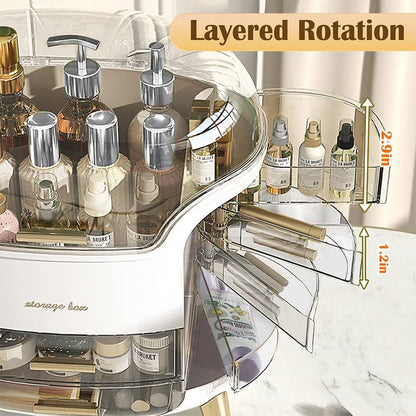 Waterproof Makeup Organizer with Lid & Drawers - Countertop Storage