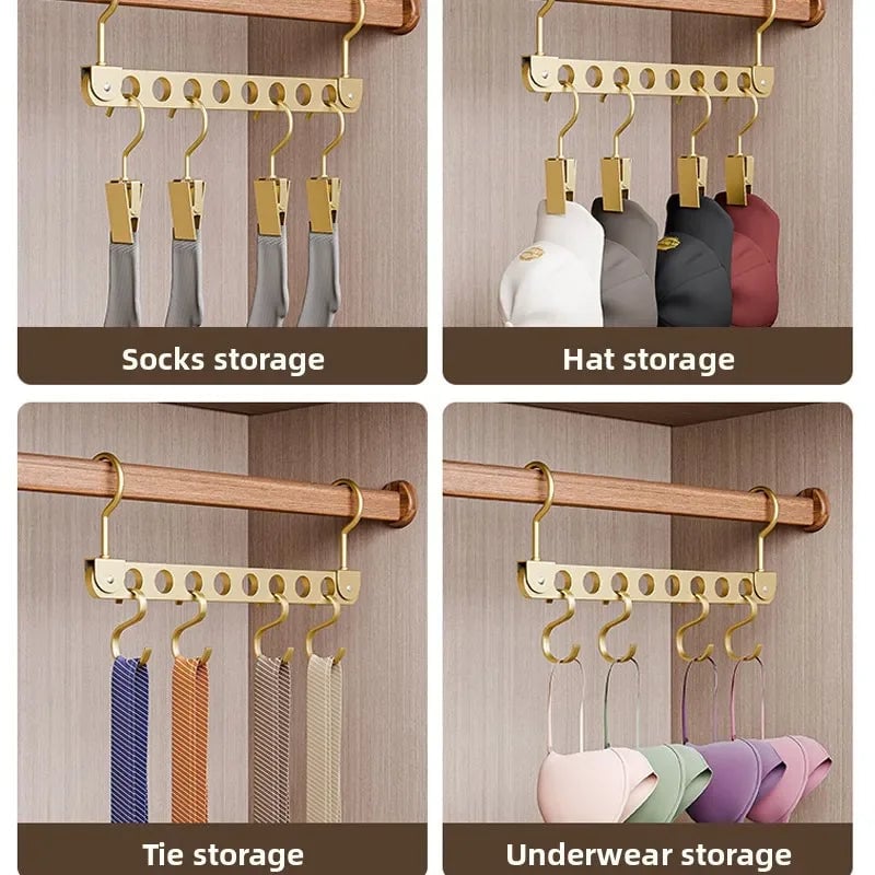 Foldable Rotatable Metal Hanger Storage Rack 6/8 Holes Organizer