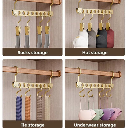 Foldable Rotatable Metal Hanger Storage Rack 6/8 Holes Organizer