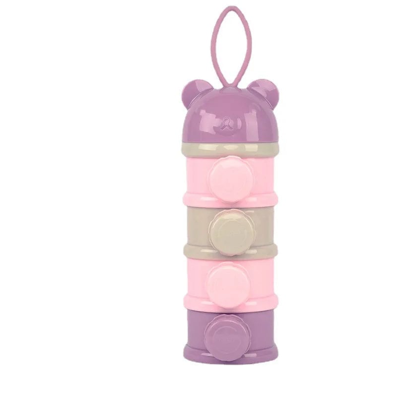 4-Layer Bear Milk Powder Container - Portable Baby Food Storage Box