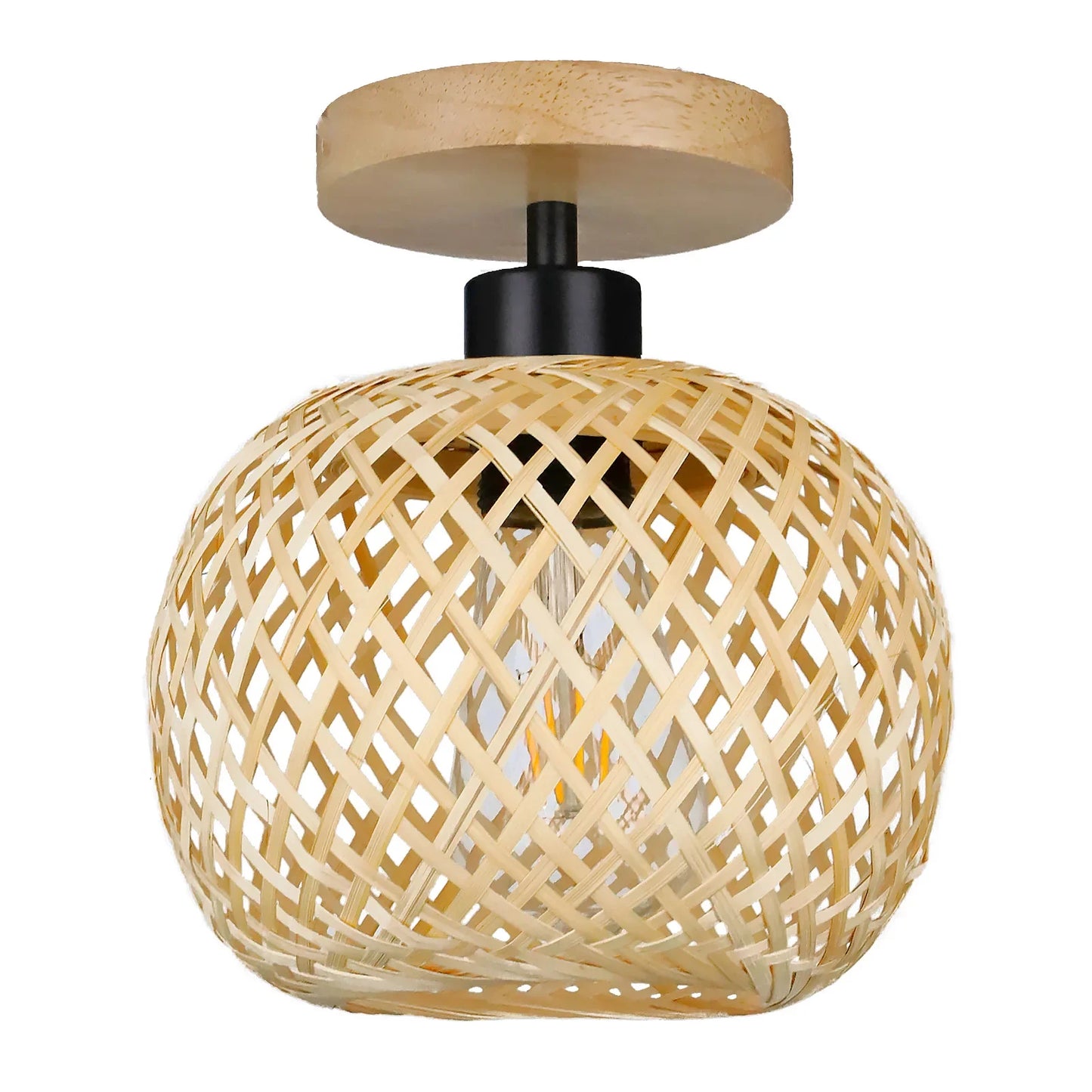 E27 Retro LED Bamboo Woven Ceiling Light - Corridor Aisle Decor
