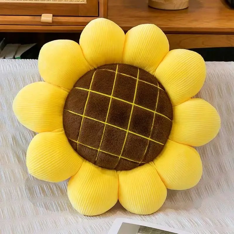 Sunflower Floor Pillow - Plush Flower Shaped Cushion Seating