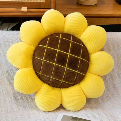 Sunflower Floor Pillow - Plush Flower Shaped Cushion Seating
