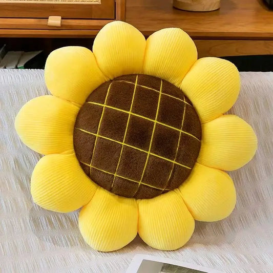 Sunflower Floor Pillow - Plush Flower Shaped Cushion Seating