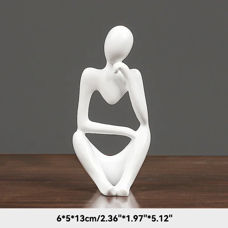 Sand Color Abstract Thinker Statue - Yoga Meditation Figurine Decor