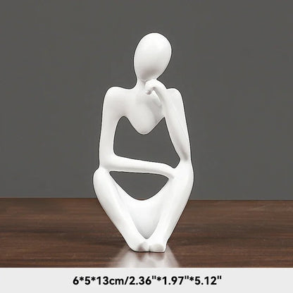 Sand Color Abstract Thinker Statue - Yoga Meditation Figurine Decor