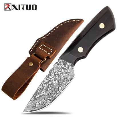 3.5" Damascus Steel VG10 Mini Pocket Fruit Knife Full Tang