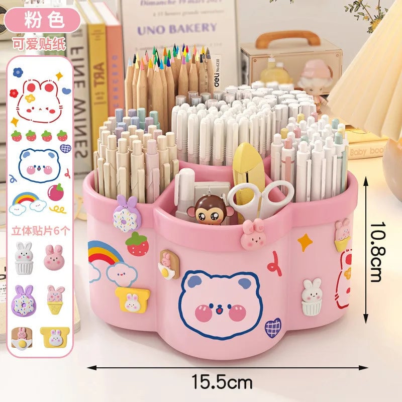 306° Rotating Desk Organizer - Large Capacity Pen Holder Storage