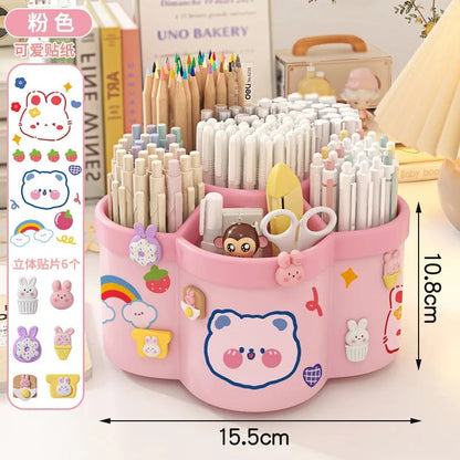 306° Rotating Desk Organizer - Large Capacity Pen Holder Storage