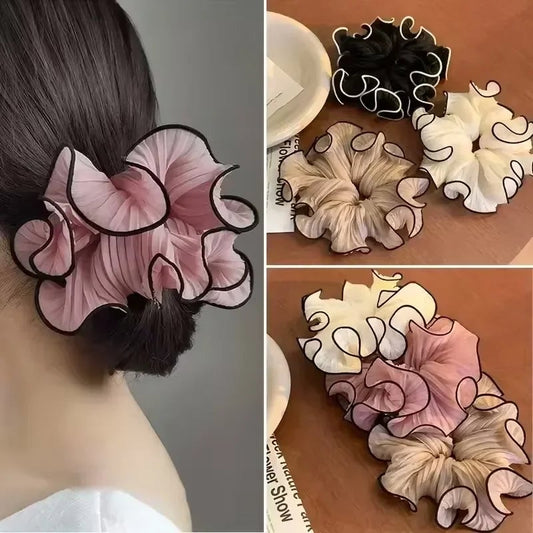 Oversized Korean Retro Chiffon Scrunchie Hair Band Fashion Accessory