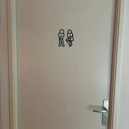 Creative 2D Flat Restroom Door Signs - Funny Bathroom Wall Stickers