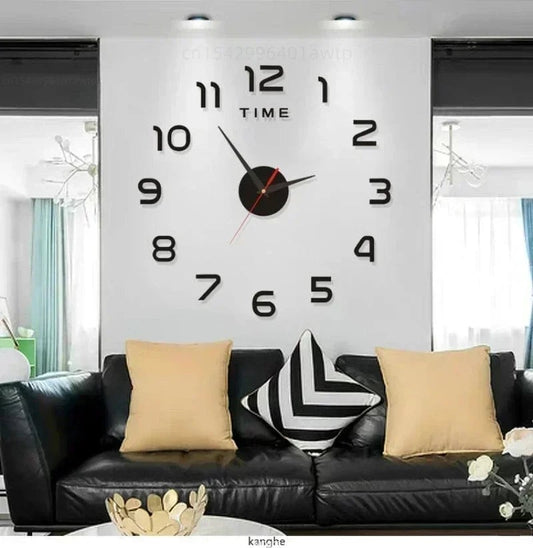 3D Acrylic Mirror Wall Clock Silent Digital Sticker Modern Decor