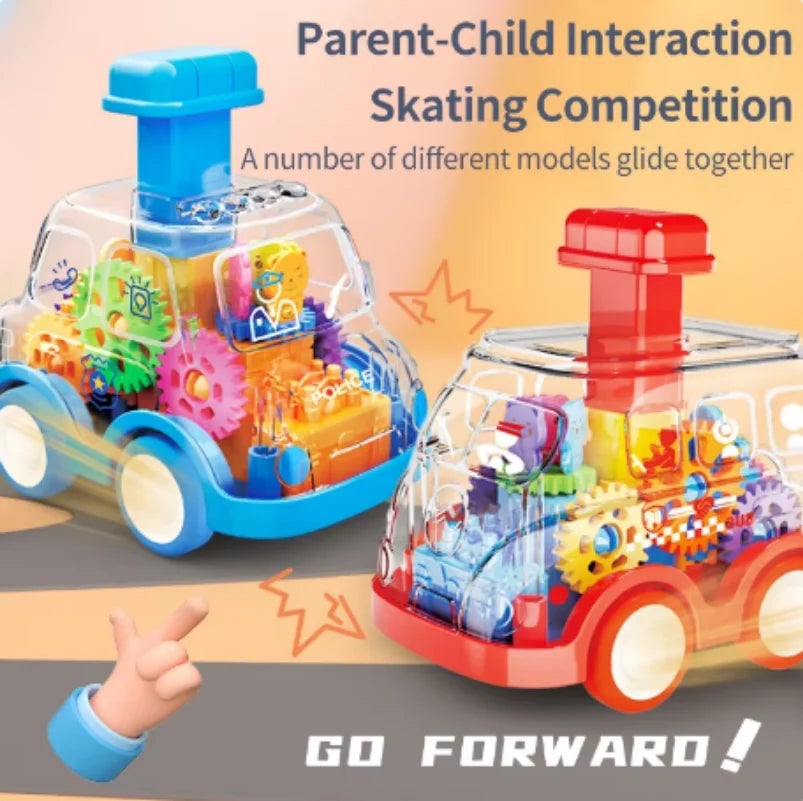 Transparent Cartoon Gear Car Toy - Inertia Pull-Back Action Kids Gift