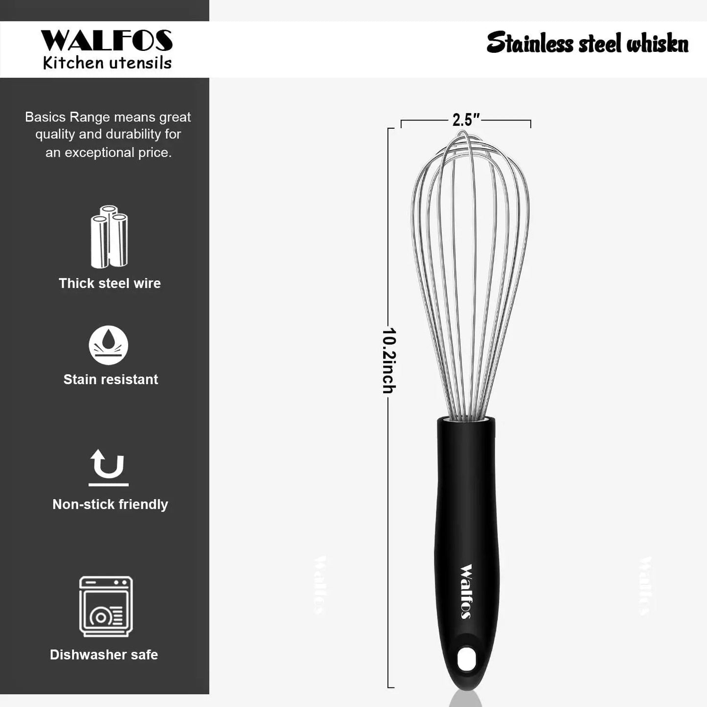WALFOS Stainless Steel Manual Wire Egg Beater Kitchen Baking Tool