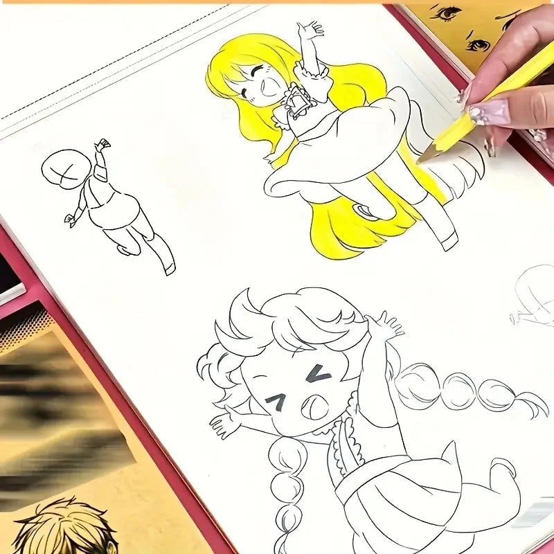Anime Line Art Drawing Book - 48 Pages Hand-Drawn Outlines Tracing