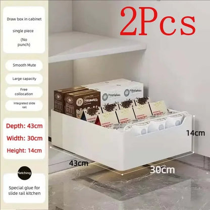 Pull Out Kitchen Storage Drawer with Slide Rails - Spice Organizer