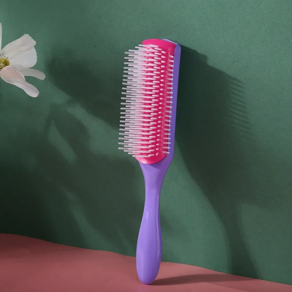 9 Rows Hair Brush Detangling Comb Scalp Massage Straight Curly Hair