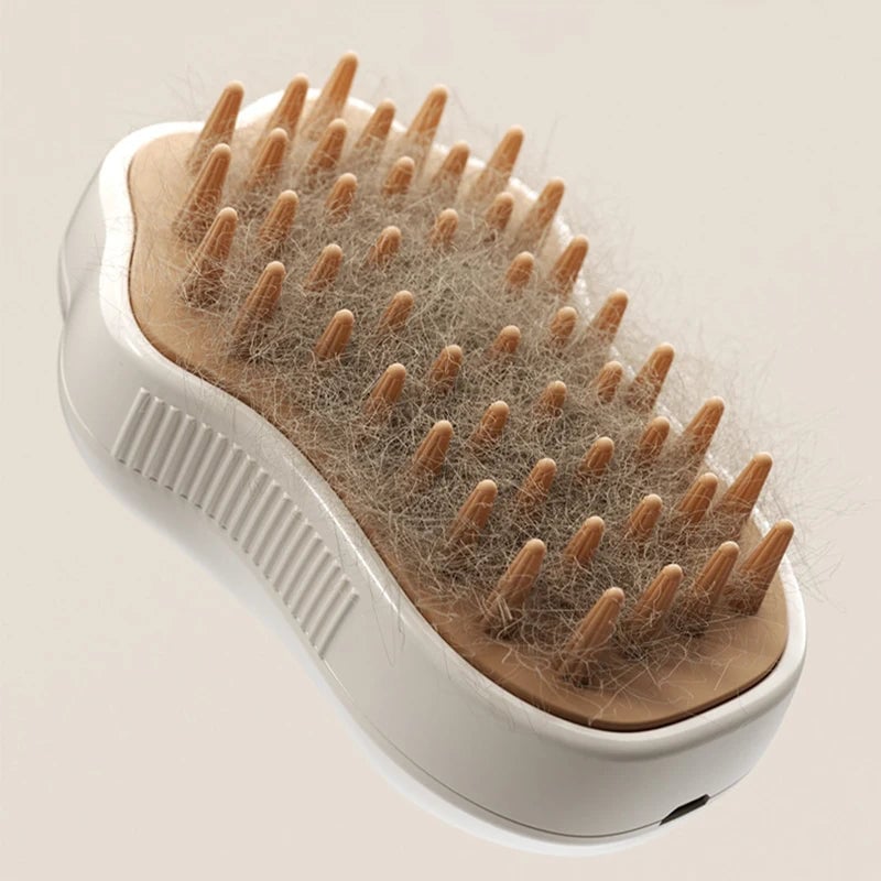 3-in-1 Electric Steam Pet Brush - Spray, Massage & Grooming Tool