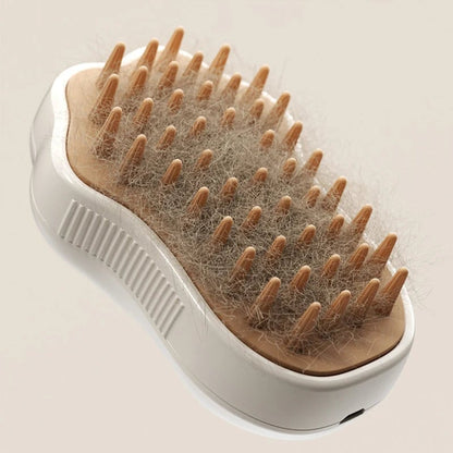 3-in-1 Electric Steam Pet Brush - Spray, Massage & Grooming Tool