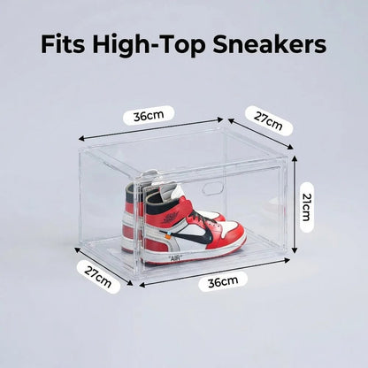 Clear Acrylic Shoe Storage Box Magnetic Flip Lid Stackable Organizer