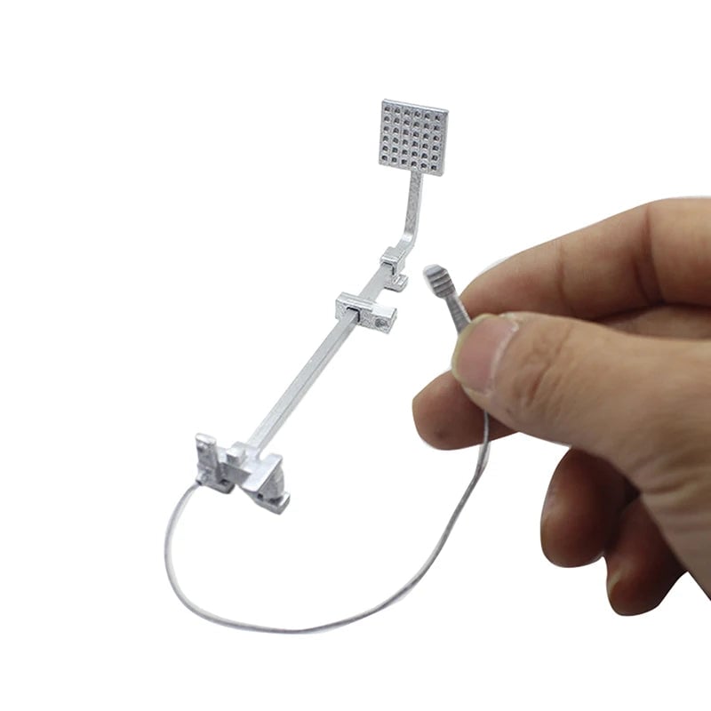 1:12 Scale Dollhouse Bathroom Showerhead & Faucet Miniature Set