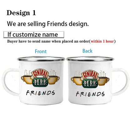 Personalised 11oz Enamel Central Perk Friends TV Show Coffee Mug