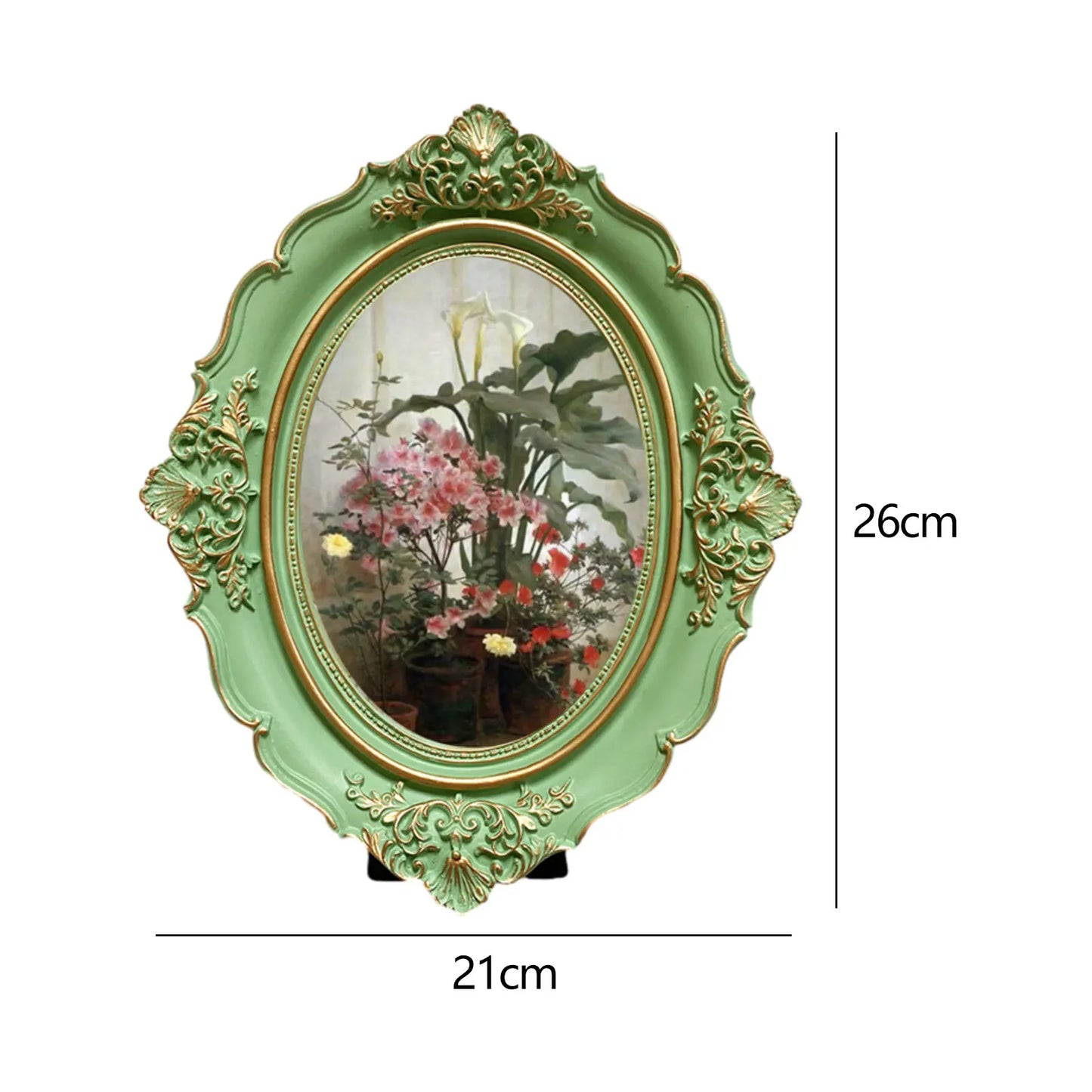 Vintage Baroque Oval Picture Frame - Antique Elegant Tabletop Wall