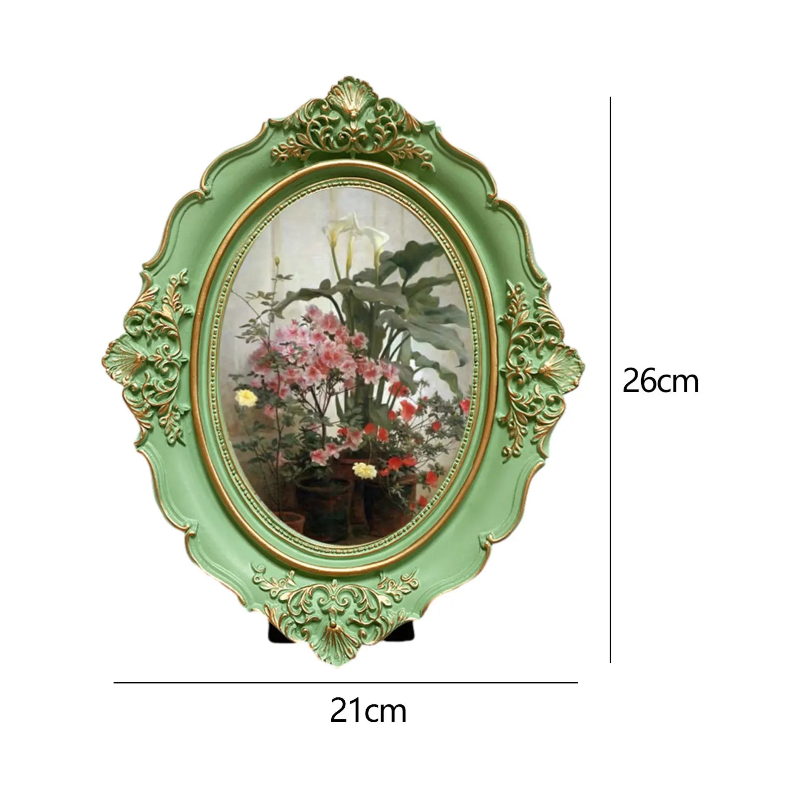 Vintage Baroque Oval Picture Frame - Antique Elegant Tabletop Wall