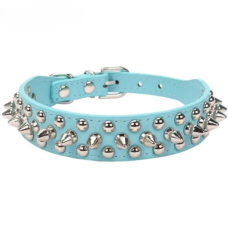 Adjustable PU Leather Spiked Dog Collar - Punk Rivet Design Small Pet