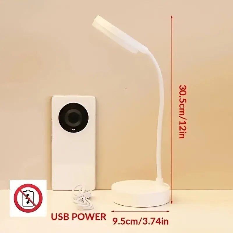 LED Desk Lamp 3-Level Dimmer USB Powered Eye-Care Warm White Light