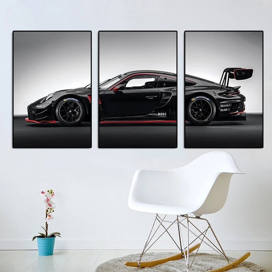 3Pcs Vintage Industrial GT3RS Canvas Wall Art Print Set Home Decor