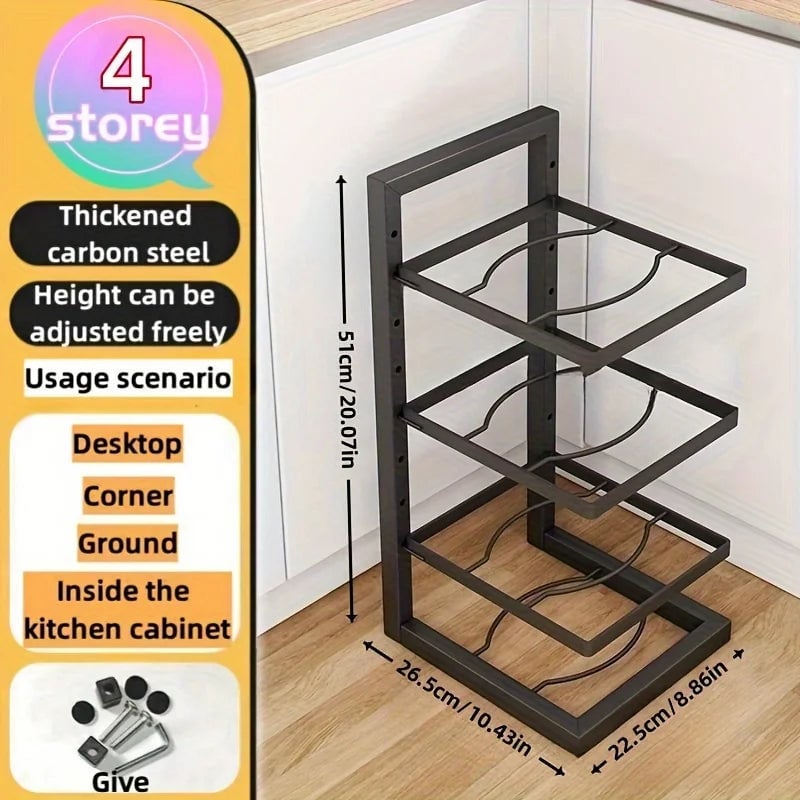 Adjustable Stainless Steel Pot Rack Kitchen Storage Organizer
