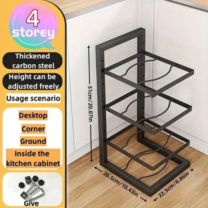 Adjustable Stainless Steel Pot Rack Kitchen Storage Organizer