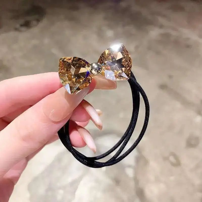 Diamond Bow Elastic Hair Bands - Sparkly Hair Ties for Women Girls