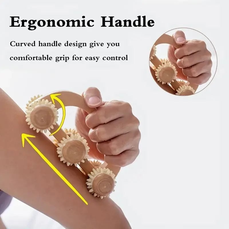 Wooden Massage Roller Tool - Manual Deep Tissue Massager for Back Neck