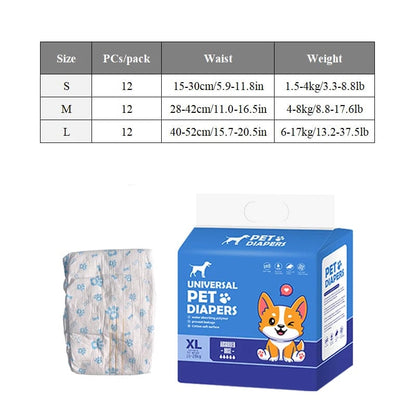 Disposable Pet Diapers 10/12PCs Breathable Absorbent for Dogs
