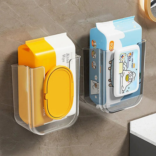 Wall-Mounted Punch-Free Wet Wipe Dispenser Storage Box Kitchen Bath