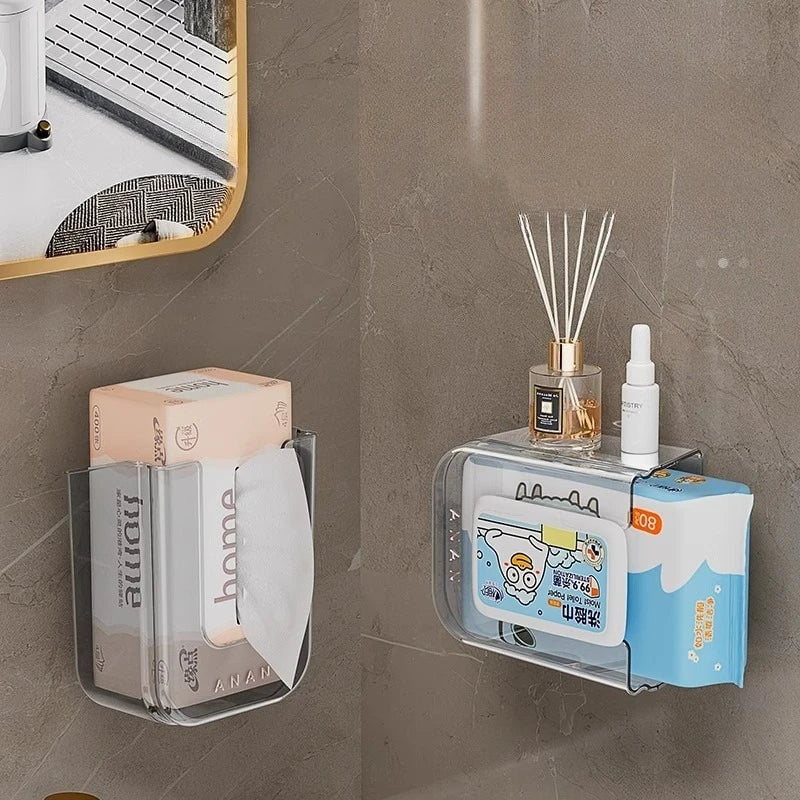 Wall-Mounted Punch-Free Wet Wipe Dispenser Storage Box Kitchen Bath