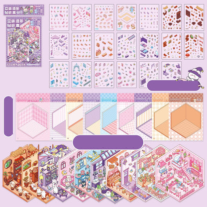 30Pcs 3D Stacking Miniature Scene Stickers - DIY Puzzle Craft Kit