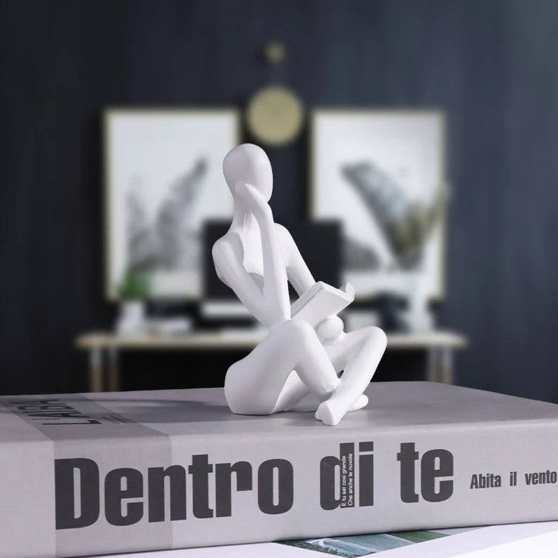Abstract Man Reading Book Resin Sculpture Figurine Home Decor
