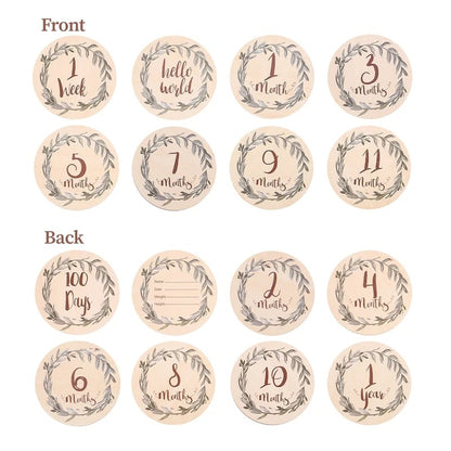 Wooden Baby Milestone Number Cards Monthly Newborn Photography Props