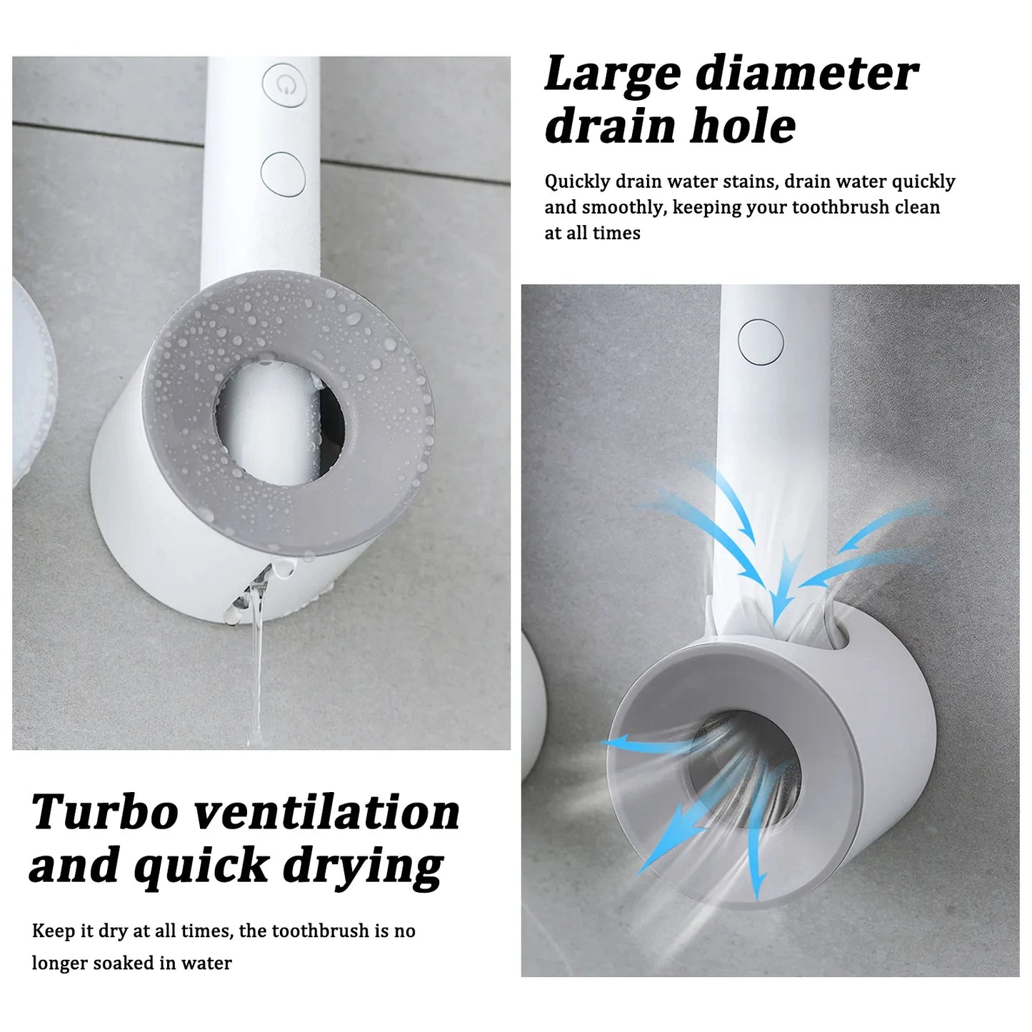 2pcs Wall Mount Electric Toothbrush Holder Self-Adhesive Bathroom
