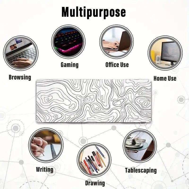 Large Gaming Mouse Pad - Extended Desk Mat with Stitched Edges