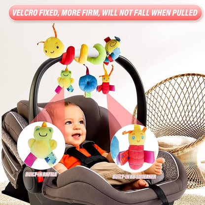 Baby Car Seat Plush Activity Toys with BB Squeaker & Rattles